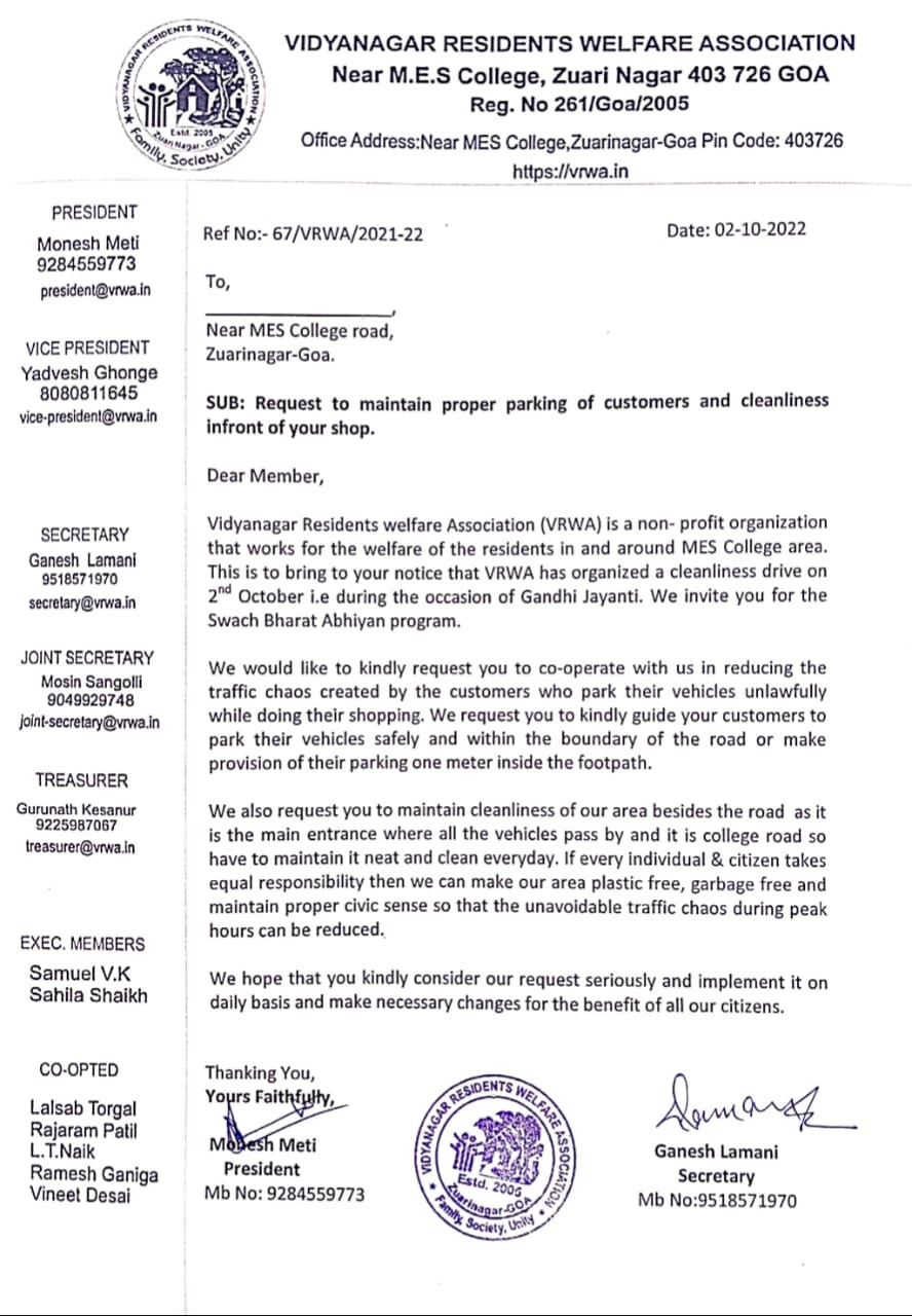 Cleanliness drive: Letter issued to shopkeepers. Cleanliness drive: Letter issued to shopkeepers.