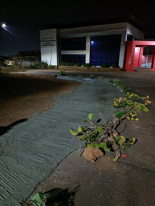 Potholed sharp turn repaired