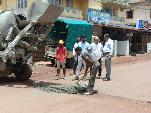 MES College road repaired by the Panch! MES College road repaired by the Panch!