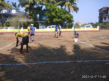 Badminton court setup Badminton court setup