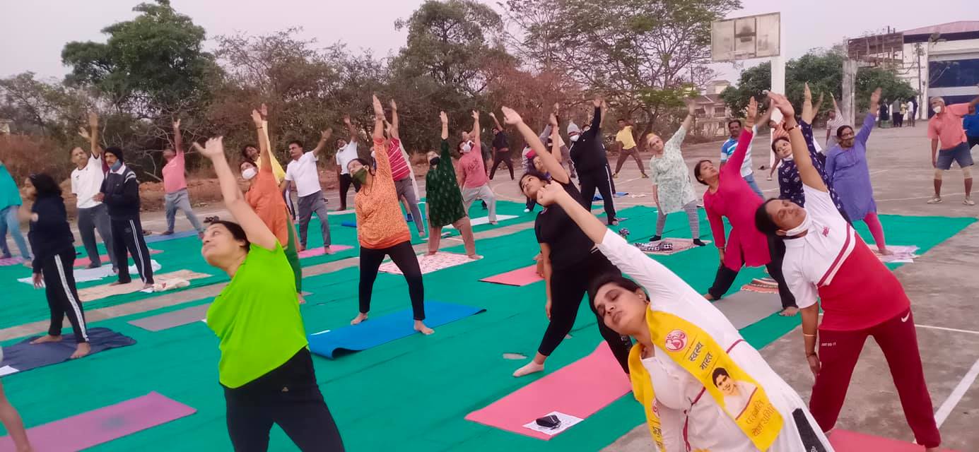 Yoga camp in progress.