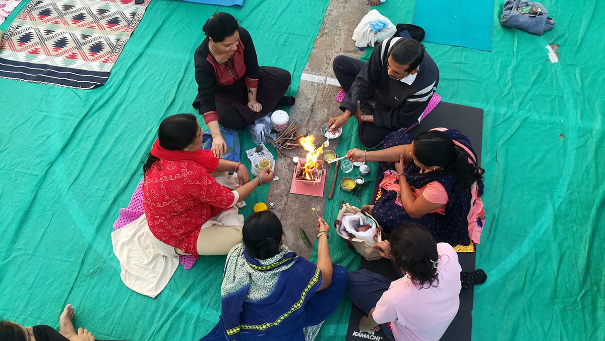 Final Day of Yoga included Yagnas.