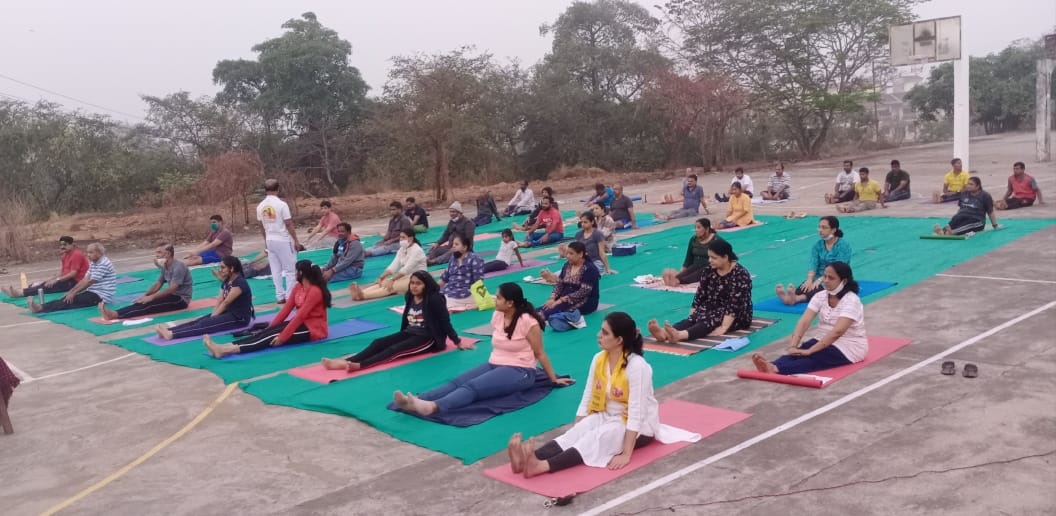 Yoga camp in progress.
