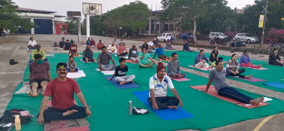 Yoga camp in progress.