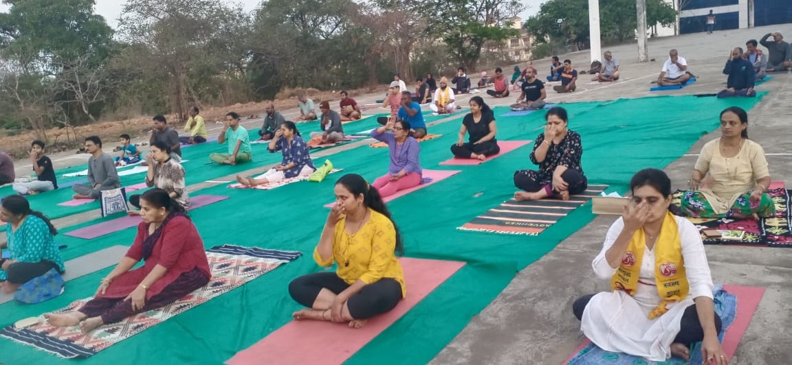 Yoga camp in progress.